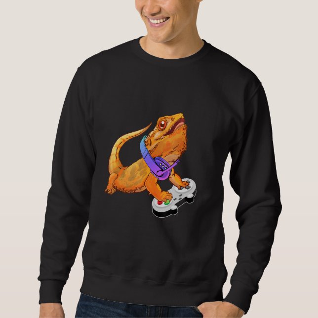 Bearded Dragon Video Games Funny Gamer Gaming  Boy Sweatshirt (Front)
