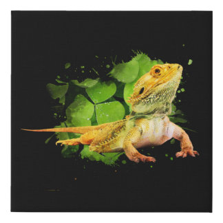 Bearded Dragon Watercolor Reptile Keeper Faux Canvas Print