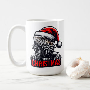 Bearded Dragon Xmas, Merry Christmas Santa Lizard Coffee Mug