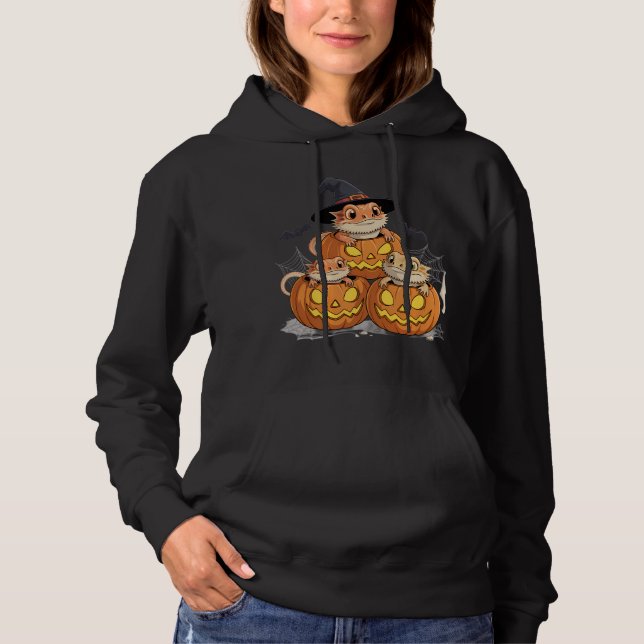 Bearded Dragons in Halloween Pumpkins Hoodie (Front)