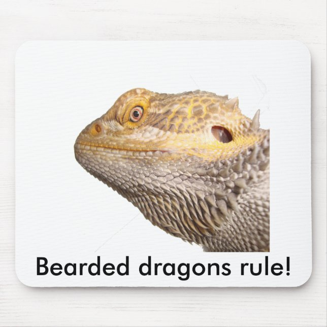 "Bearded dragons rule!" mouse pad (Front)