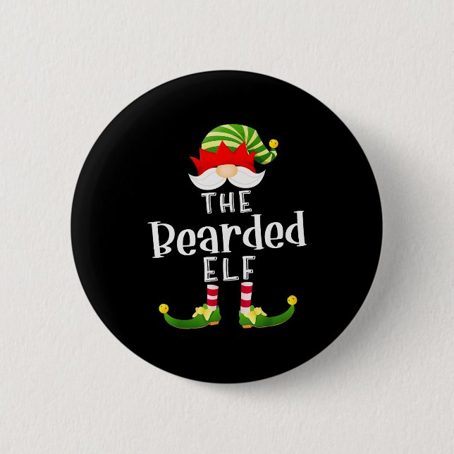 Bearded Elf Group Christmas Funny Pajama Party  Button (Front)