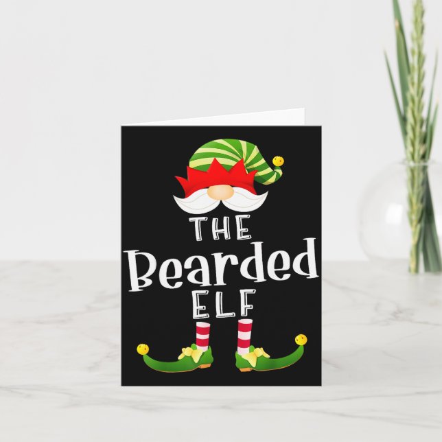 Bearded Elf Group Christmas Funny Pajama Party  Card (Front)