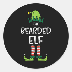 Bearded Elf Matching Christmas For Family Uncle Da Classic Round Sticker