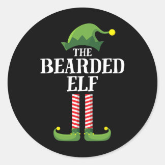 bearded elf matching family group christmas party  classic round sticker