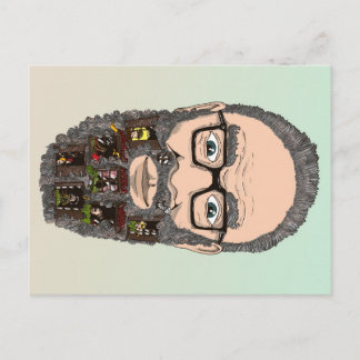 Bearded family postcard