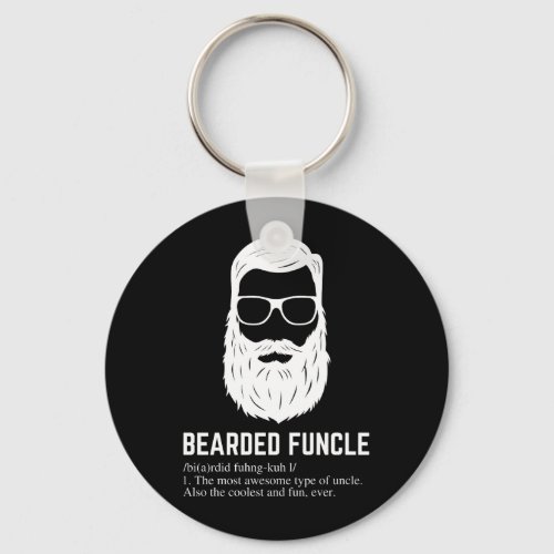 Bearded Funcle Funny Uncle Definition Keychain