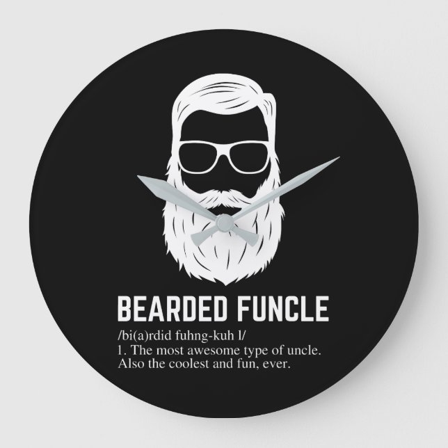 Bearded Funcle Funny Uncle Definition Large Clock (Front)