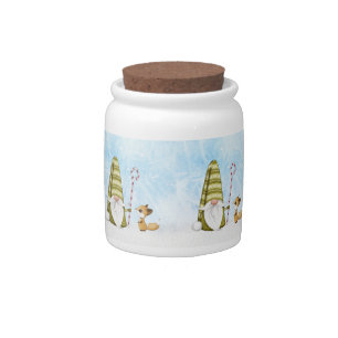 Bearded Gnome and Cute Fox Pattern Candy Jar