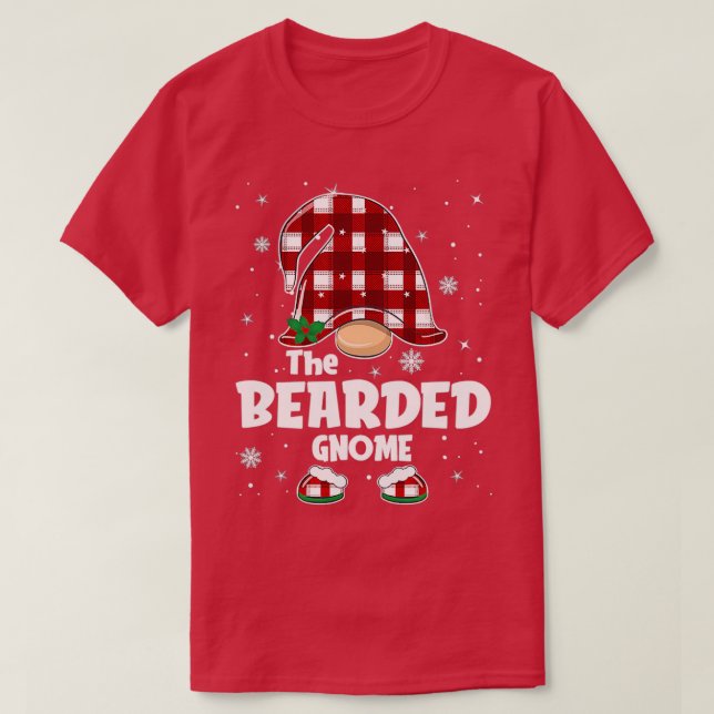 Bearded Gnome Buffalo Plaid Matching 51 T-Shirt (Design Front)