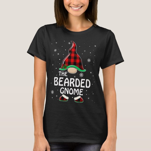 Bearded Gnome Buffalo Plaid Matching Family Christ T-Shirt (Front)