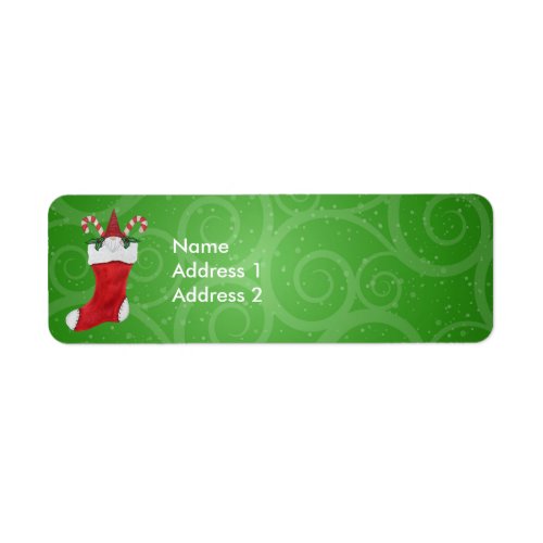 Bearded Gnome in Christmas Stocking Candy Canes Label