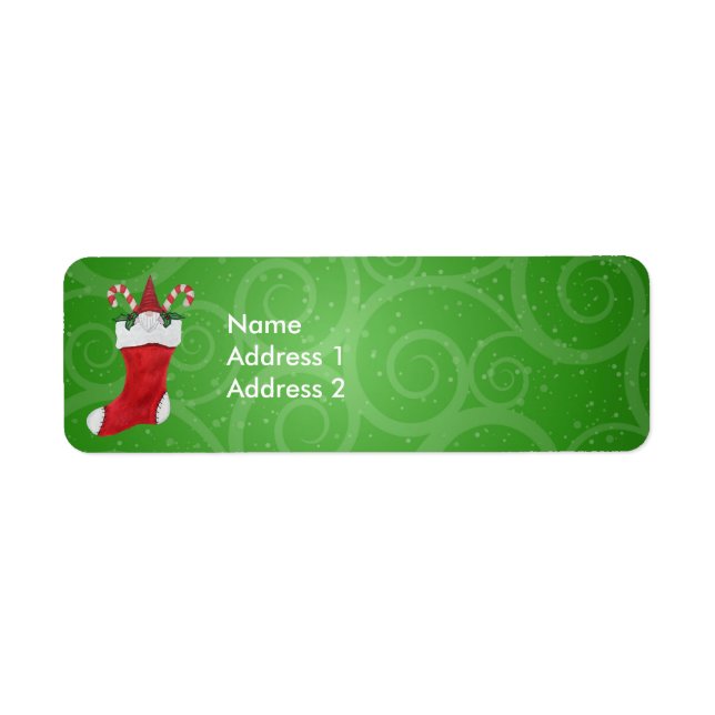 Bearded Gnome in Christmas Stocking Candy Canes Label (Front)
