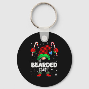 Bearded Gnome Red Buffalo Plaid Matching Family Ch Keychain