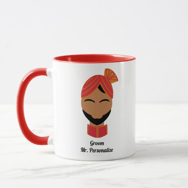 Bearded Groom Doolha Desi South Asian India Gift  Mug (Left)