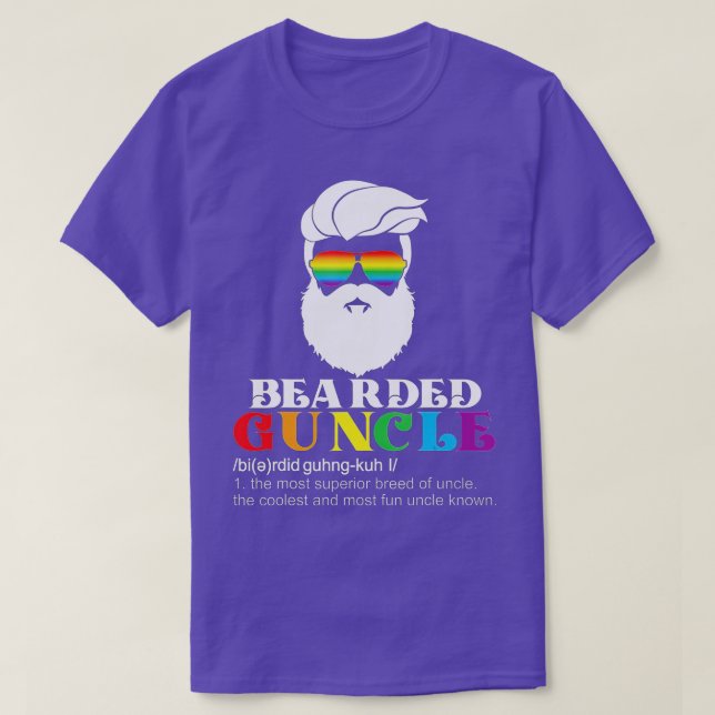 Bearded Guncle  Guncle Definition For Gay Uncle  T-Shirt (Design Front)