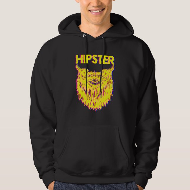 Bearded Hipster Pineapple Freethinker New Age Trav Hoodie (Front)