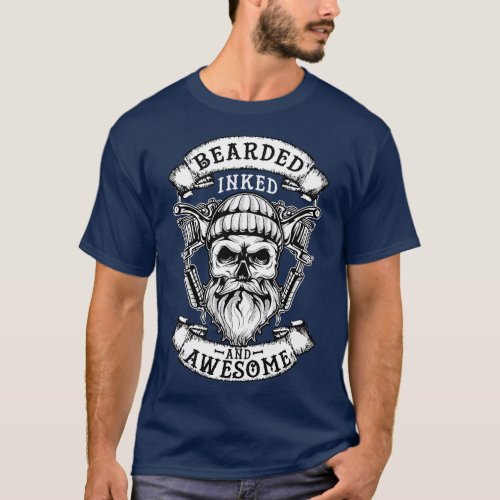 Bearded Inked And Awesome Badass Dad 1 T_Shirt