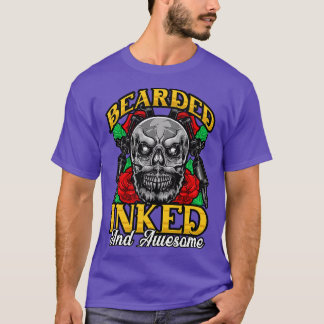Bearded Inked And Awesome Funny Tattooed Dad T-Shirt