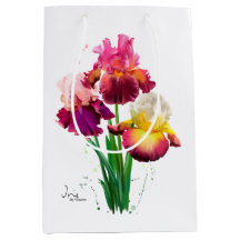 Bearded iris and splashes of watercolor painting