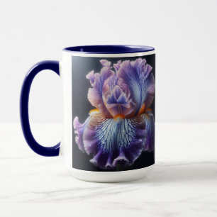 Bearded Iris Floral Purple and Blue Mug