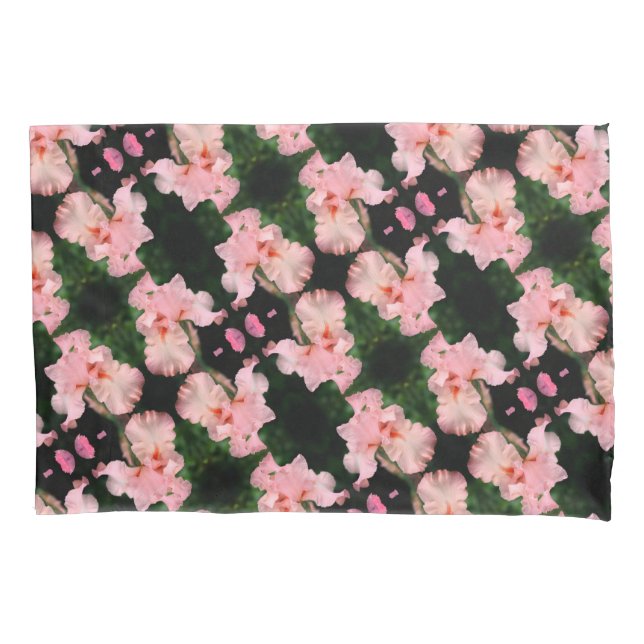 Bearded Iris Flower In Peach Abstract Pattern Pillow Case (Front)