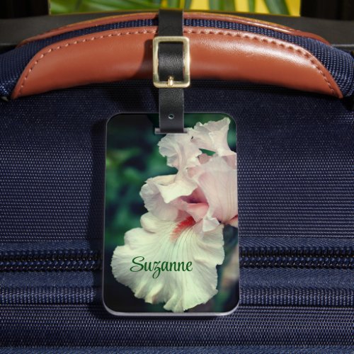 Bearded Iris Flower In Peach Personalized Luggage Tag
