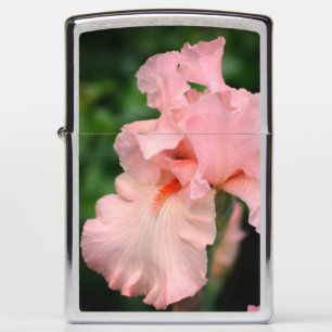 Bearded Iris Flower In Peach   Zippo Lighter