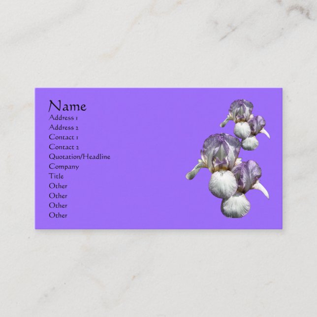 Bearded Iris Flower Nature Business Card (Front)