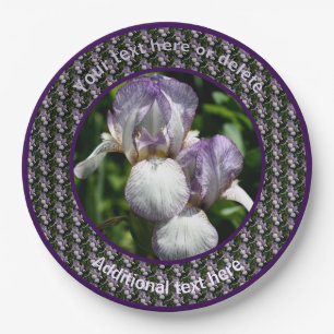 Bearded Iris Flowers Personalized Party  Paper Plates