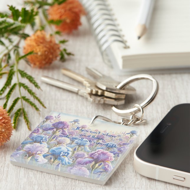 Bearded Iris & Quote	 Keychain (Front Right)