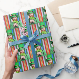 Bearded Irish Man With Four-Leaf Clovers Wrapping Paper