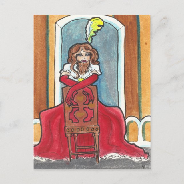 Bearded Lady circus + side show art postcard (Front)