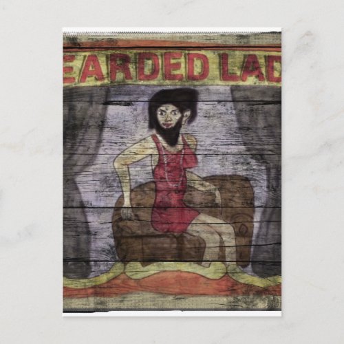 Bearded Lady Vintage Canival Banner Postcard