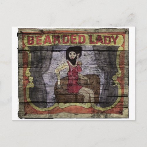Bearded Lady Vintage Canival Banner Postcard