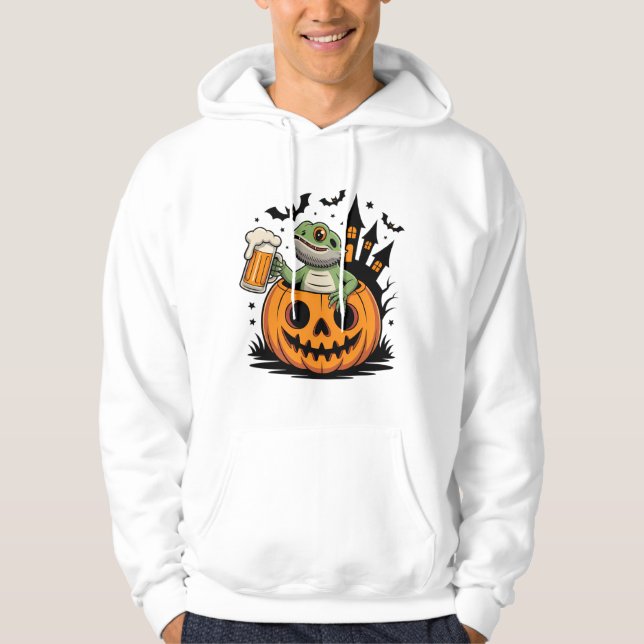 Bearded Lizard in Pumpkin with Beer Hoodie (Front)