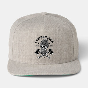 Bearded Lumberjack Skull Crossed Axes Woodsman Hat