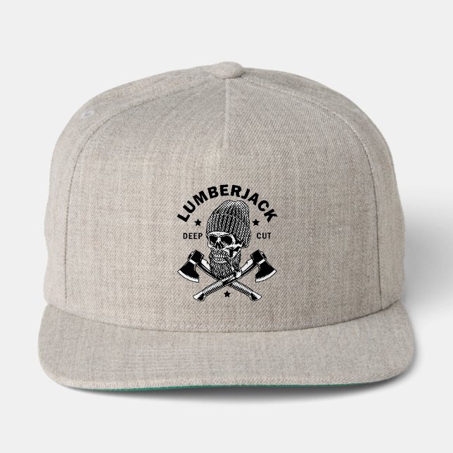 Bearded Lumberjack Skull Crossed Axes Woodsman Hat (Front)