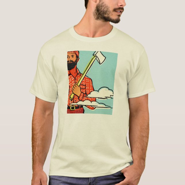 BEARDED LUMBERJACK WITH AX. CUSTOMIZABLE. T-Shirt (Front)