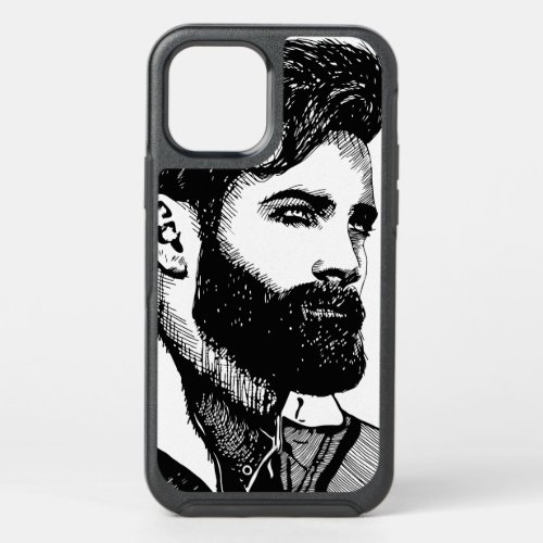 Bearded man looking into the distance Drawing OtterBox Symmetry iPhone 12 Pro Case