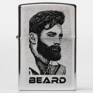 Bearded man looking into the distance. Drawing. Zippo Lighter