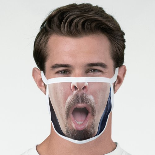 Bearded Man With Open Mouth Face Mask