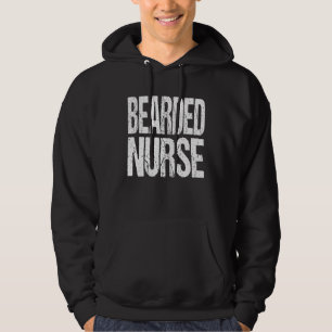 Bearded Nurse with Large Distressed Letters Men Hoodie