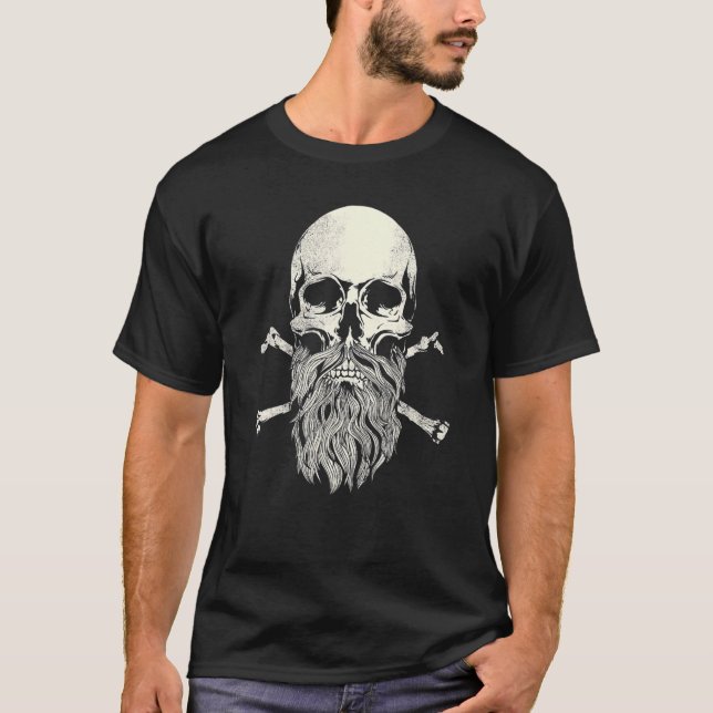 Bearded Skull and Crossbones Pirate Beard Men's T-Shirt (Front)
