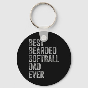 Bearded Softball Dad Fathers Day Keychain