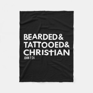 Bearded Tattooed Christian Funny Beard Tattoo Tats Fleece Blanket