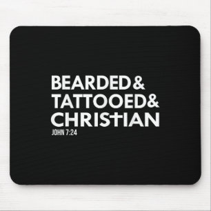 Bearded Tattooed Christian Funny Beard Tattoo Tats Mouse Pad