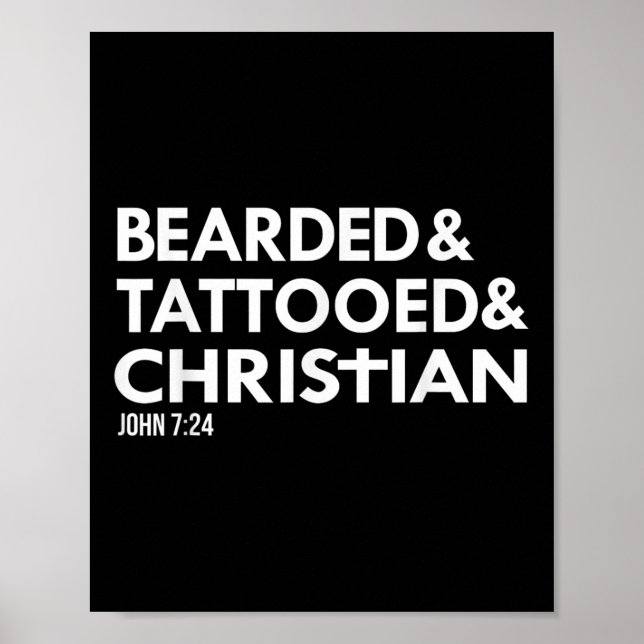 Bearded Tattooed Christian Funny Beard Tattoo Tats Poster (Front)