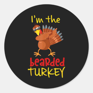 Bearded Turkey Matching Family Group Thanksgiving Classic Round Sticker