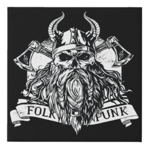 Bearded Viking Warrior Faux Canvas Print